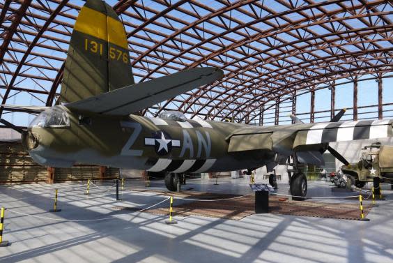 A B-26 bomber sits in the Utah Beach Museum (E Valere Normandy Tourism)