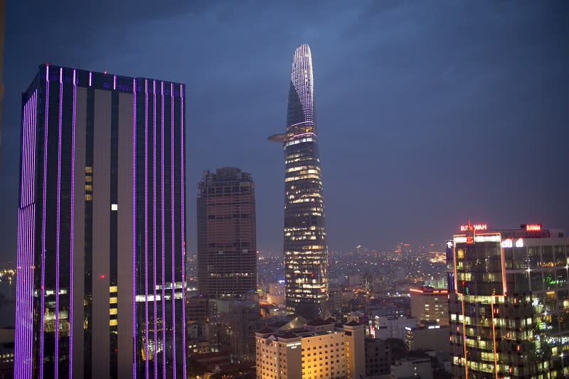 Bitexco Financial Tower and other commercial and residential buildings in HCMC