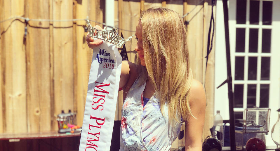 Maude Gorman holds her crown from the Miss Plymouth County competition. (Photo: maudernliving via Instagram)