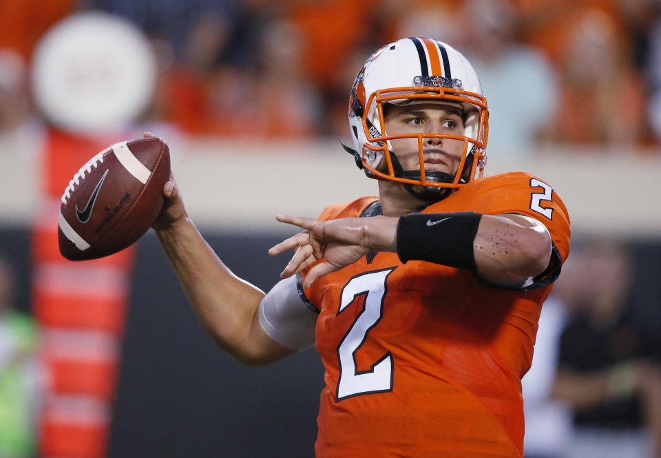 Oklahoma State quarterback Mason Rudolph had only four incompletions on 24 attempts in Thursday’s victory. (AP)