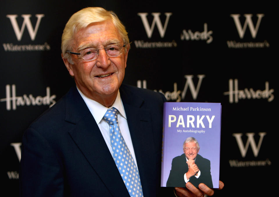 Michael Parkinson pictured when he launched his new book 'Parky' at the Waterstones branch. (Getty)