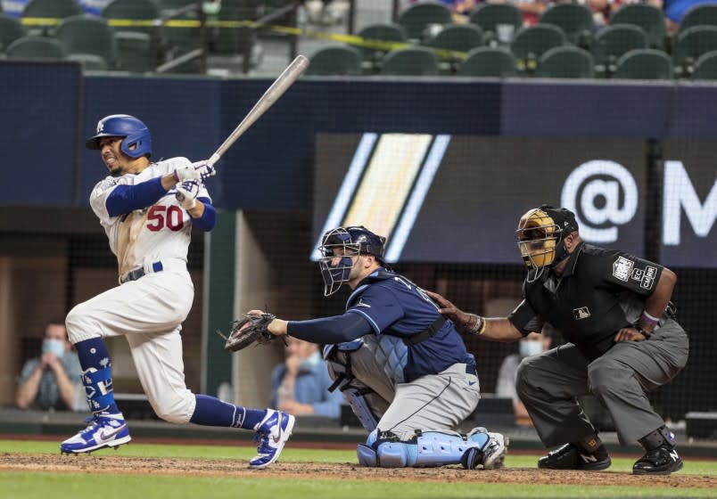 Arlington, Texas, Tuesday, October 20, 2020 Los Angeles Dodgers right fielder Mookie Betts.