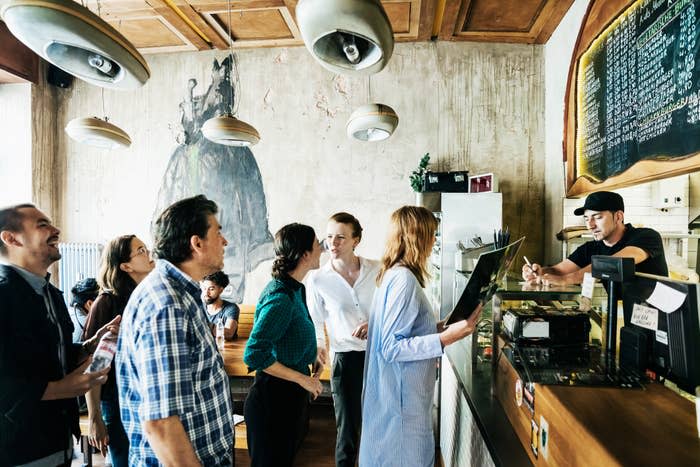 People in line at a coffee shop