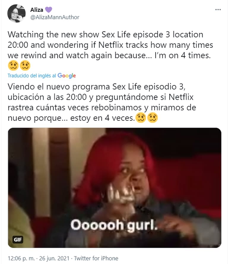 Los usuarios compartieron sus reacciones en Twitter al ver el episodio tres de Sexo/Vida en Netflix (Twitter: @AlissaMannAuthor/)