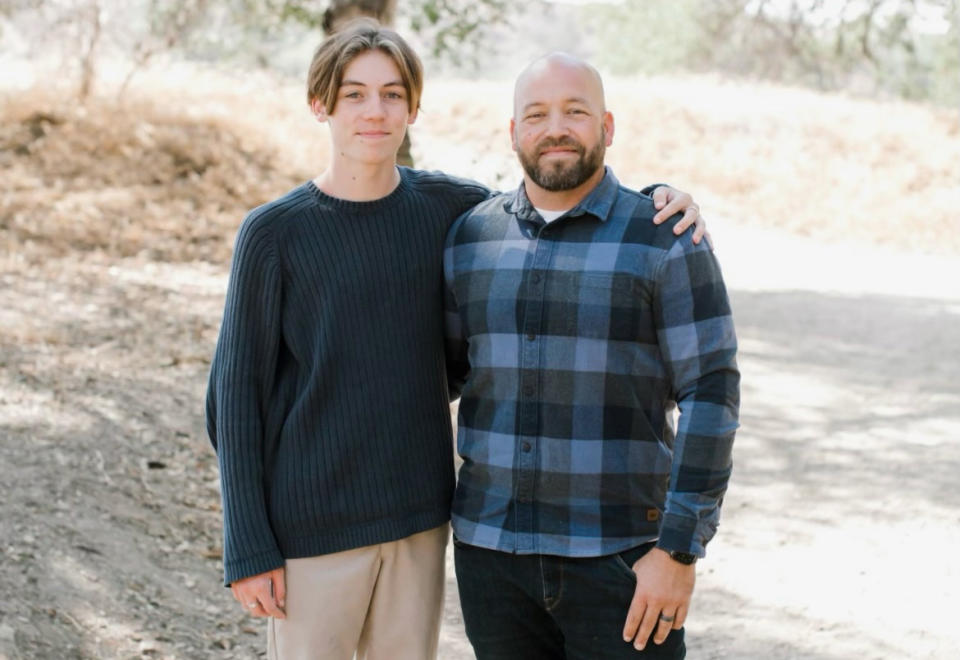 Landon Jones and his father Nathan Jones. (Desiree Keoshian)