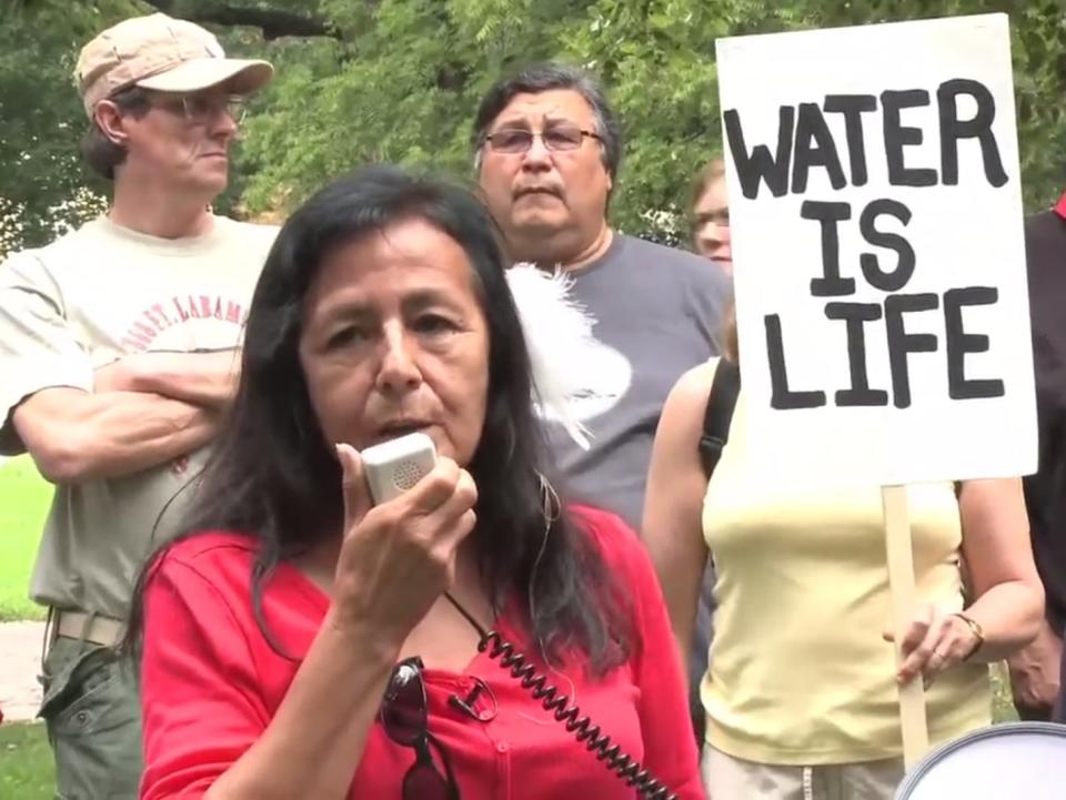 Debra White Plume, who has died, speaking in 2014  (Kent Lebsock / YouTube)