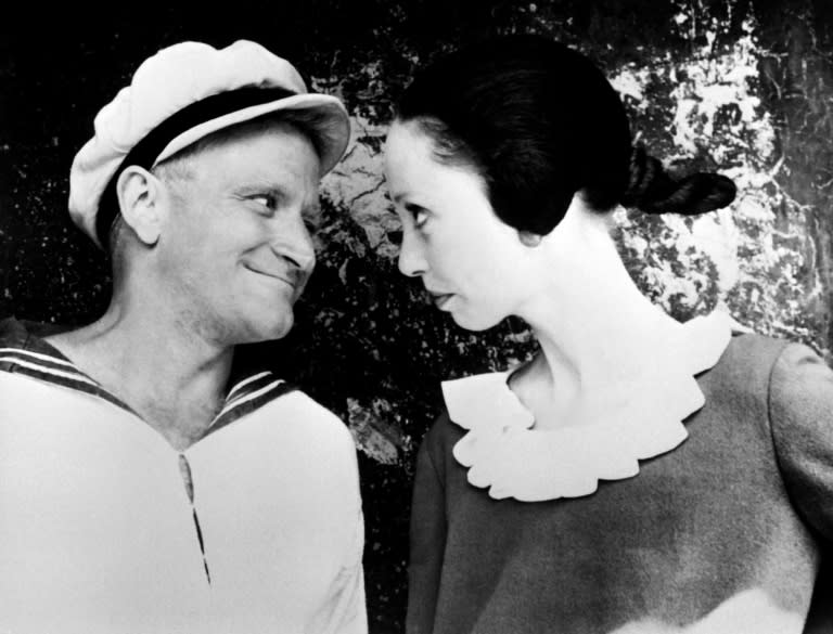 Une archive obtenue en décembre 1981 de "Popeye" avec l'acteur Robin Williams et l'actrice Shelley Duvall à Malte (STR)