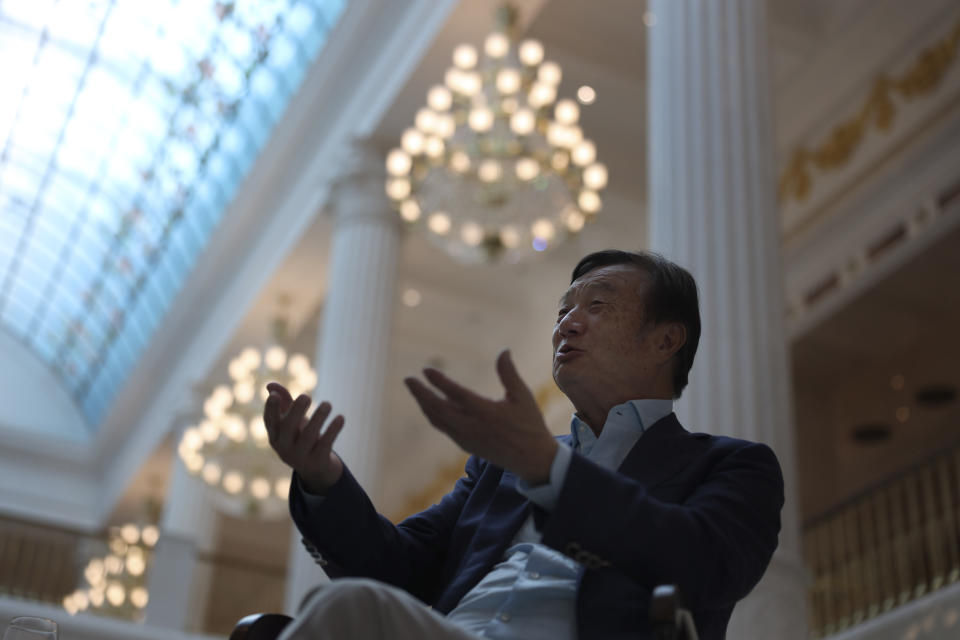 Huawei's founder Ren Zhengfei, speaks during an interview at the Huawei campus in Shenzhen in Southern China's Guangdong province on Tuesday, Aug. 20, 2019. Ren said he expects no relief from U.S. export curbs due to the political climate in Washington but expresses confidence the company will thrive with its own technology. (AP Photo/Ng Han Guan)