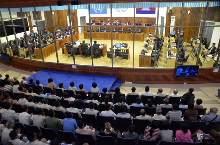 The Extraordinary Chamber in the Courts of Cambodia is shown during a hearing on former Khmer Rouge leader ex-social affairs minister Ieng Thirith's in Phnom Penh on August 30, 2012