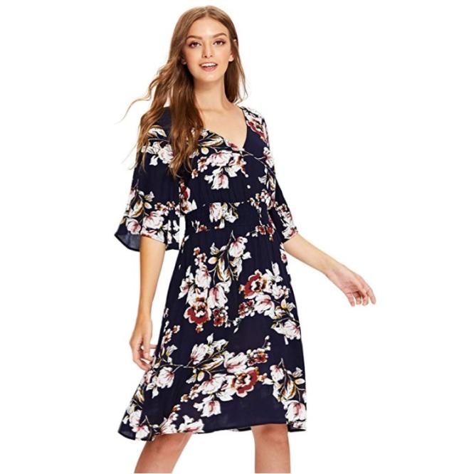 Milumia Women's Boho Button-Up Split Floral Print Flowy Dress is on sale at  Amazon