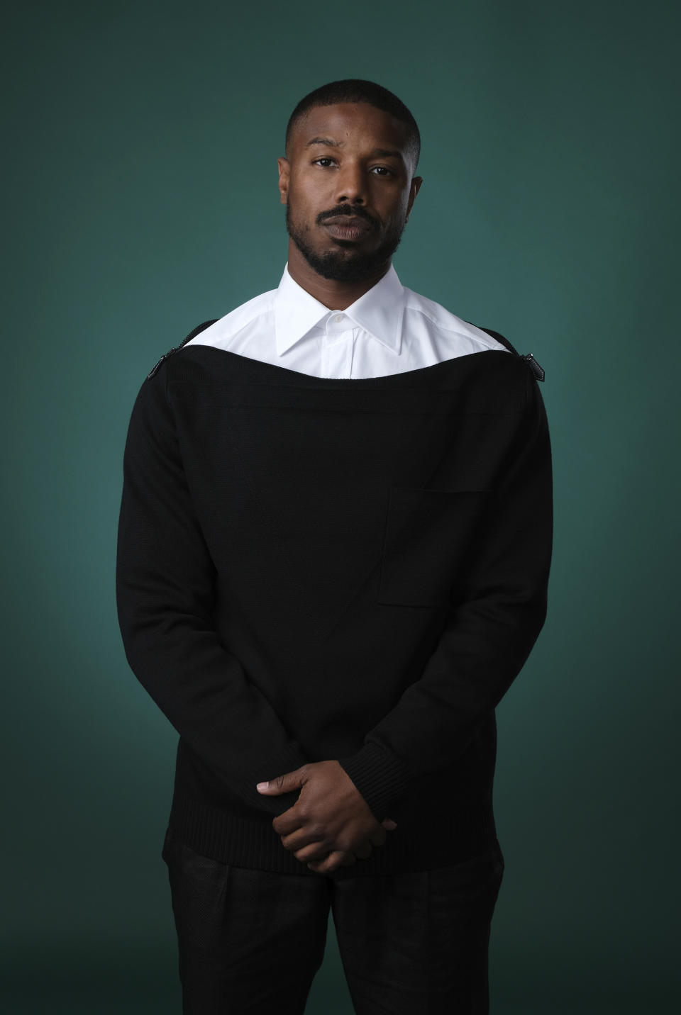 FILE - In this July, 26, 2019 photo, actor and producer Michael B. Jordan poses for a portrait during the 2019 Television Critics Association Summer Press Tour in Beverly Hills, Calif. Jordan has partnered with Amazon Studios for “A Night at the Drive-In” that will bring diverse films to drive-in theaters for free screenings. (Photo by Chris Pizzello/Invision/AP, File)