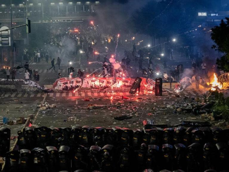 The Indonesian government has limited access to Facebook and WhatsApp after deadly riots spread across Jakarta in the wake of the country’s presidential election results.Authorities said blocking the social media platforms was necessary in order to limit the spread of fake news that may be inciting the protests. At least eight people have died and more than 700 injured since the riots began on Tuesday night.Wiranto, Indonesia’s coordinating minister for political, legal and security affairs, said there had been deliberate attempts to share misinformation about security forces on WhatsApp.One hoax story that spread rapidly on the Facebook-owned messaging app involved secret Chinese soldiers posing as riot police. Another conspiracy theory claimed police officers shot protesters inside mosques.Jakarta Police spokesperson Argo Yuwono denied these claims, according to a statement reported by local media.The country’s communications minister said features like photo and video sharing would be temporarily restricted on the apps, though users would still be able to send text and voice messages.Supporters of the unsuccessful candidate Prabowo Subianto claim the re-elected Joko Widodo favours the Chinese Indonesian community and is fostering overly close ties with China.Police said the number of arrests linked to the riots had risen to 300. National police spokesperson Muhammad Iqbal said officers had found envelopes with money on some of the people they searched, suggesting instigators were behind the trouble.“This is not a spontaneous incident, this is something by design. There are indications that the mobs are paid and bent on causing chaos,” he said on Wednesday.Mr Prabowo, in a video posted to his Twitter account late on Wednesday, urged his supporters to disperse peacefully.“I beg you to return to your homes to rest, avoid any actions that would break the law,” he saidThe defeated candidate also said he plans to challenge the election result in the country’s constitutional court.Additional reporting by agencies