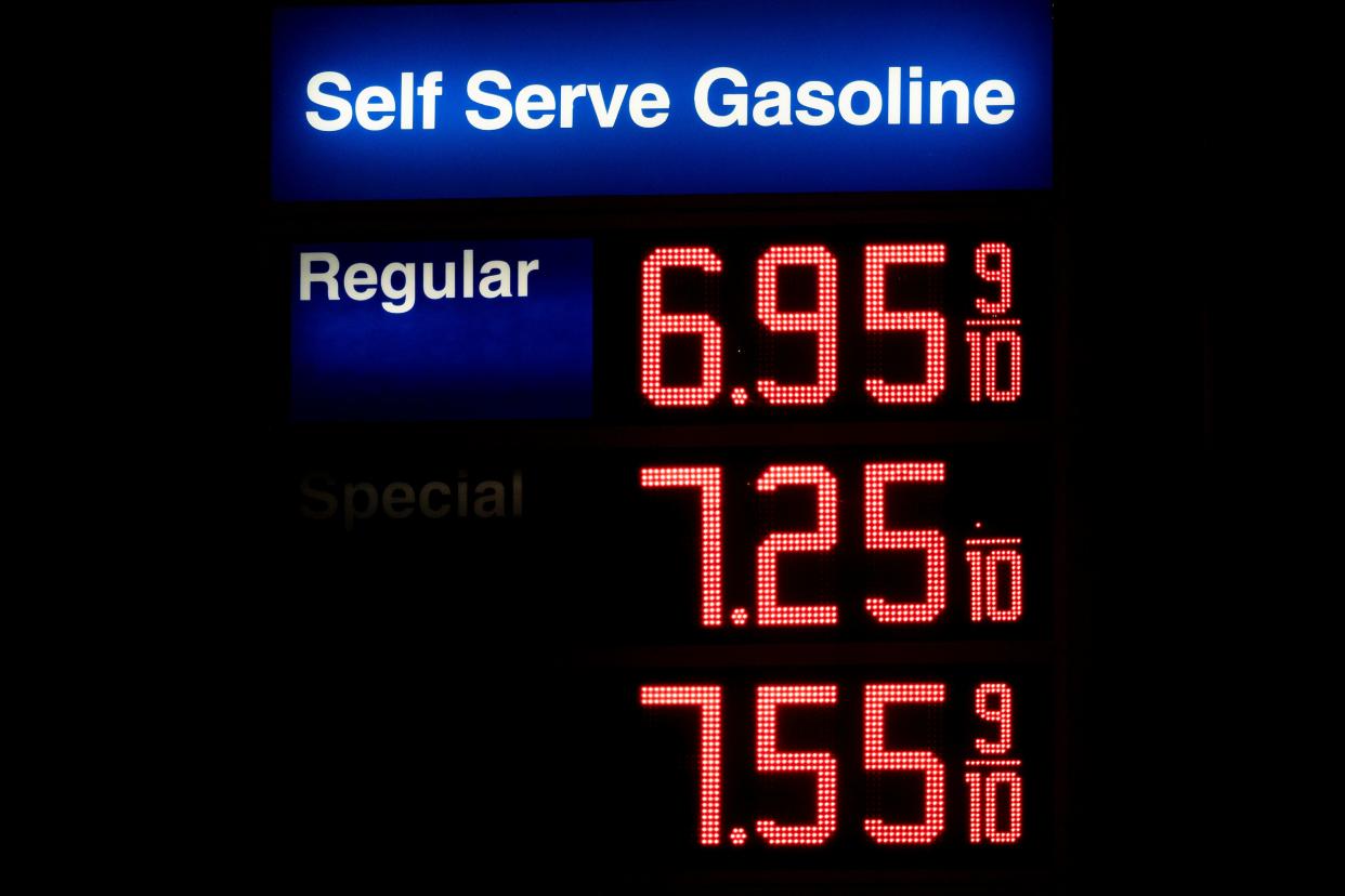 Gas prices in West Hollywood, Calif., on March 8, 2022.