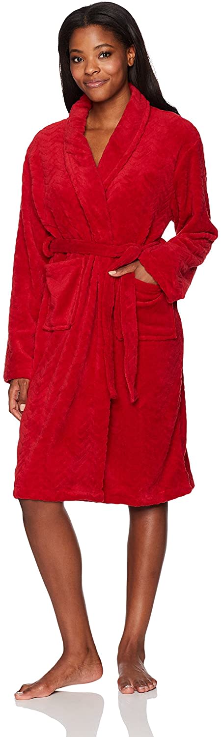 Hotel Spa Collection Herringbone Robe in red