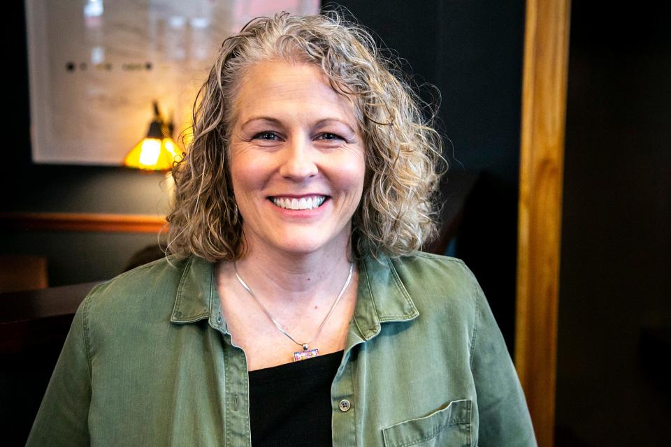 Christy Wolfe, Iowa House District 90 candidate, poses for a photo, Thursday, March 10, 2022, in Iowa City, Iowa.