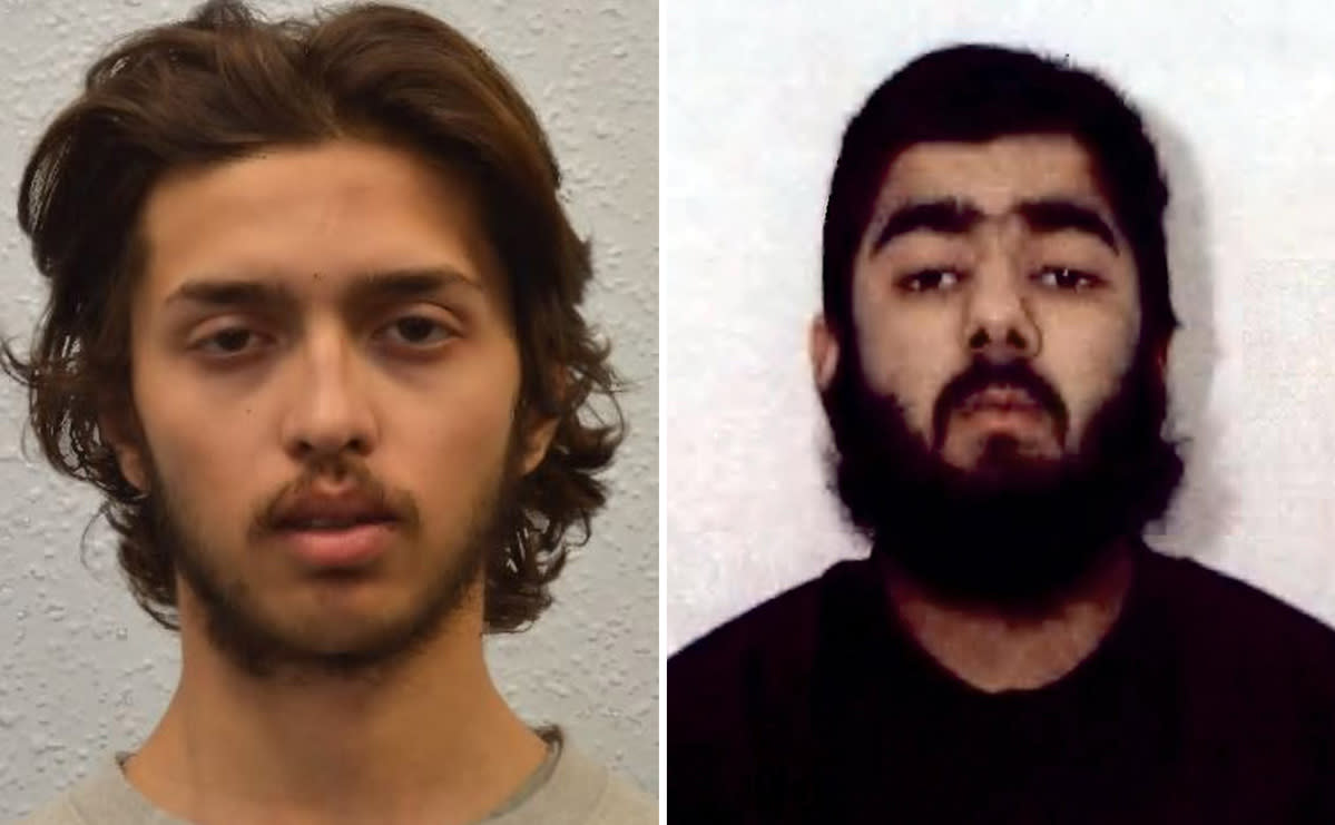 Suddesh Amman, left, and Usman Khan, right, were both wearing fake suicide vests when carrying out their attacks in Streatham and on London Bridge respectively. (PA/Met Police)