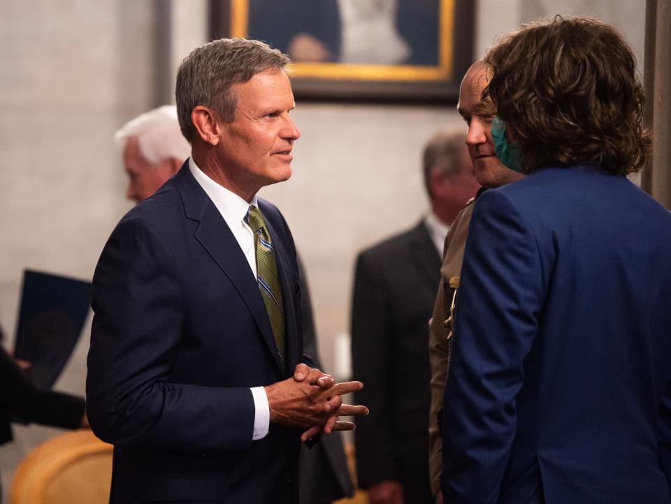 The clemency decisions by Gov. Bill Lee on Thursday are a first for him during his first term as governor. He is seen here in September during a memorial for the late state Supreme Court Justice Cornelia Clark.