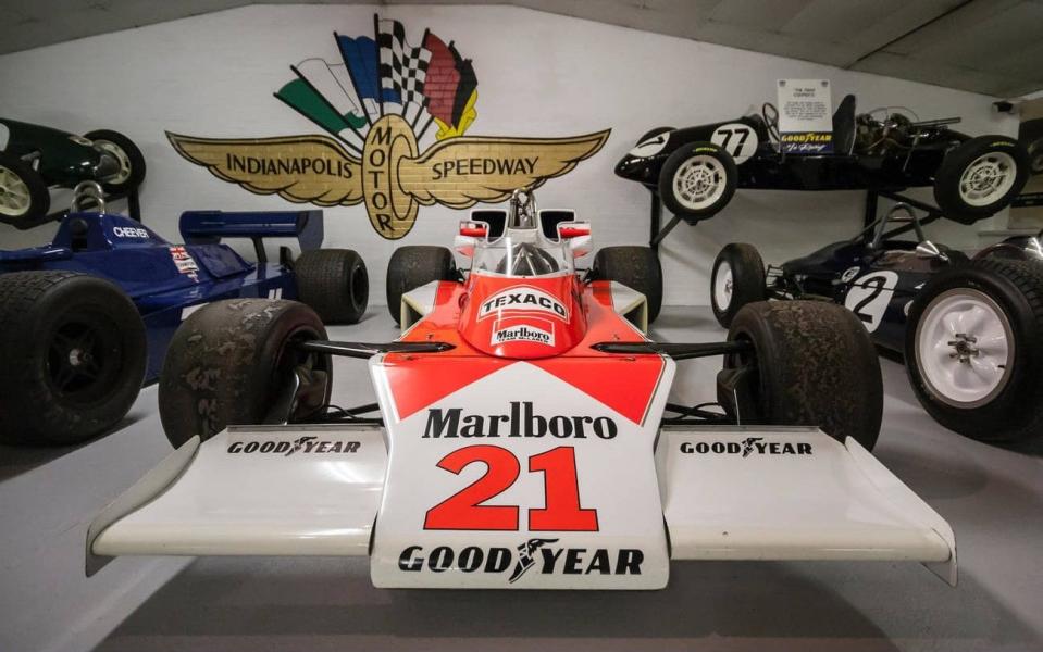 James Hunt's 1976 F1 title-winning McLaren M23 at the Donington Grand Prix collection - www.alamy.com