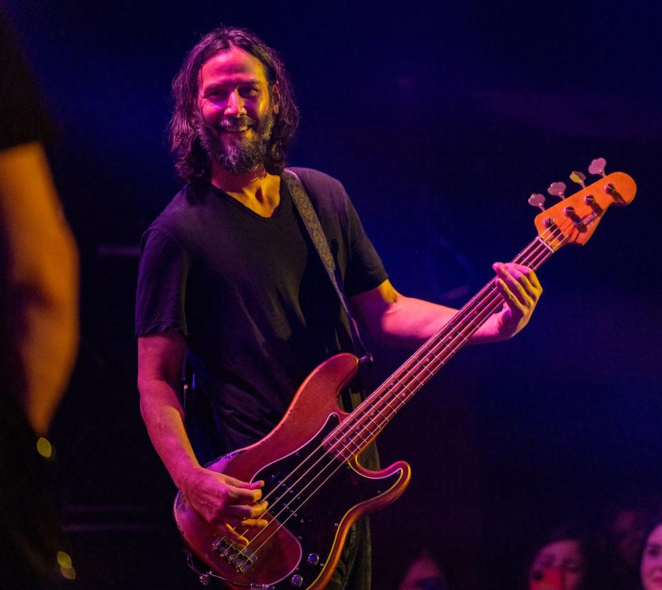 keanu reeves of dogstar performs at the roxy on july 18, 2023 in los angeles, california photo by christopher polkvariety via getty images