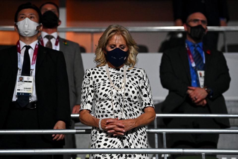 Jill Biden observes a moment of silence for those lost to Covid-19 (Getty Images)