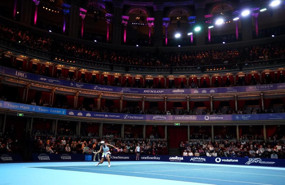 US Open champion Emma Raducanu made a winning return to Britain in the ATP Champions Tour event held at London’s Royal Albert Hall, defeating Romanian Elena-Gabriela Ruse in an exhibition match on Sunday (Zac Goodwin/PA) (PA Wire)