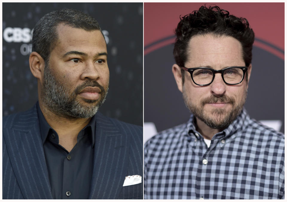 This combination of photos shows Jordan Peele at the Los Angeles premiere of "The Twilight Zone" on March 26, 2019, left, and J.J. Abrams at the Los Angeles premiere of "Westworld" Season Two, on April 16, 2018. Georgia has become known as the “Hollywood of the South” thanks to its generous tax incentives. Companies have in the past threatened to boycott filming in the state when values clashed with proposed laws, but in the week since Georgia Gov. Brian Kemp signed into law a measure that bans abortion once a fetal heartbeat is detected, there has been no statement from any of the major studios. Abrams and Peele will proceed with a Georgia-set production and donate money to organizations fighting the law. (Photos by Chris Pizzello, left, Richard Shotwell/Invision/AP)