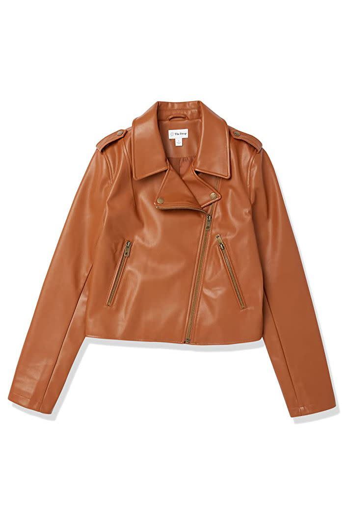 2) Heather Faux Leather Moto Jacket