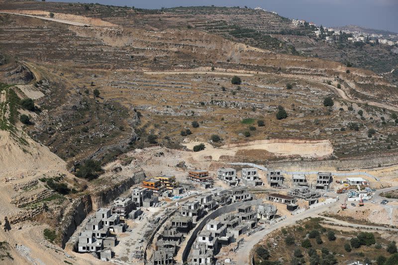 A view shows Israeli settlement construction sites around Givat Zeev and Ramat Givat Zeev in the Israeli-occupied West Bank