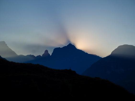 The sun setting behind Cathedral Peak (Heather Richardson)