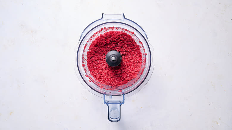 frozen raspberries blended in food processor