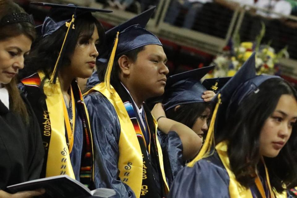 Isai Perez Hernandez during the Sunnyside High graduation ceremony held at the Save Mart Center on June 6, 2023.
