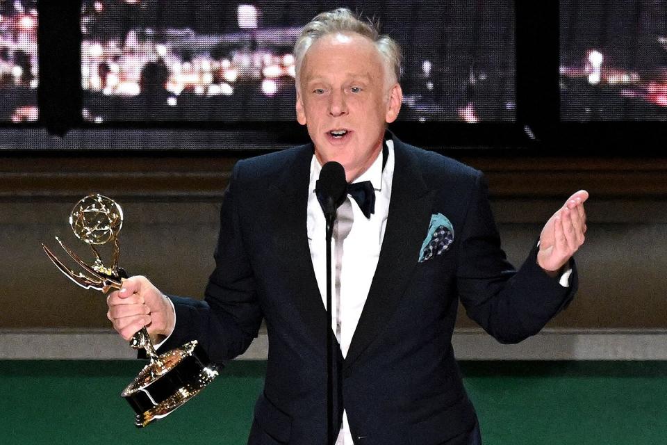 US director and writer Mike White accepts the award for Outstanding Writing For A Limited Series Or Anthology Series Or Movie for "The White Lotus" onstage during the 74th Emmy Awards at the Microsoft Theater in Los Angeles, California, on September 12, 2022.