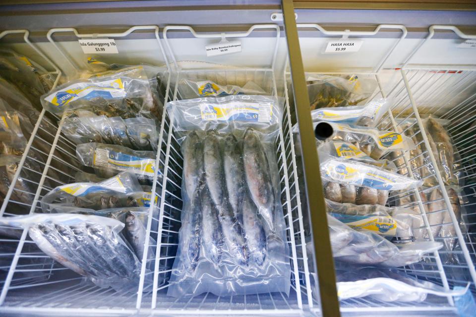 Different types of frozen fish for sale at the Filipino Market at 3448 S. Campbell Ave. on Monday, Dec. 18, 2023.