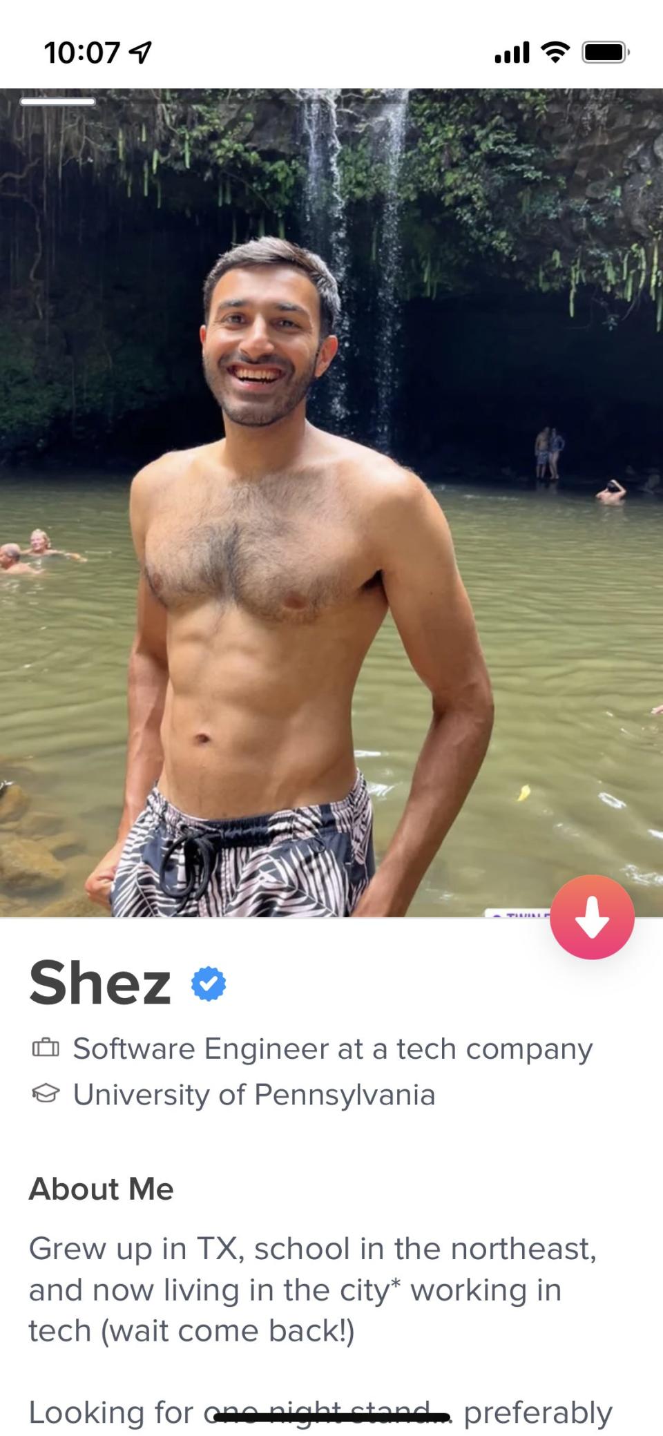 Shez shared his Tinder profile with dating expert Sara Tick, who gave him suggestions for updating it.