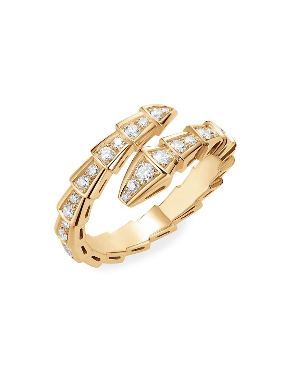 Serpenti Viper 18K Yellow Gold & Diamond Wrap Ring