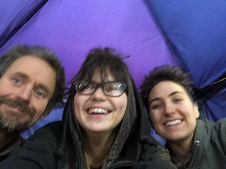 Three more activists left the tunnel on Thursday, including Swampy (left) and Blue Sandford (centre) (HS2 Rebellion/PA)