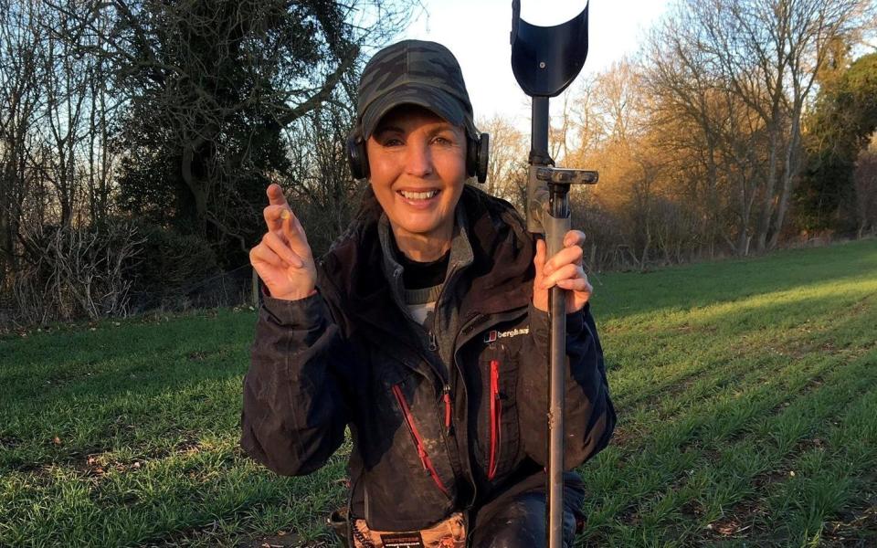 Sue Washington, the metal detectorist who discovered the burial in the field where it was discovered - James Mather/SWNS