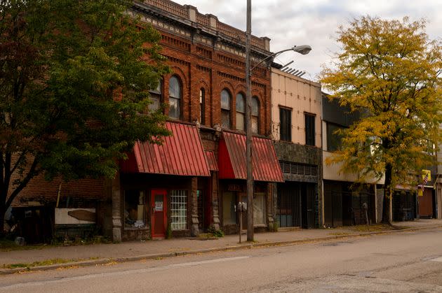 Shuttered businesses along the main street in Braddock on Oct. 16. (Photo: Justin Merriman for HuffPost)