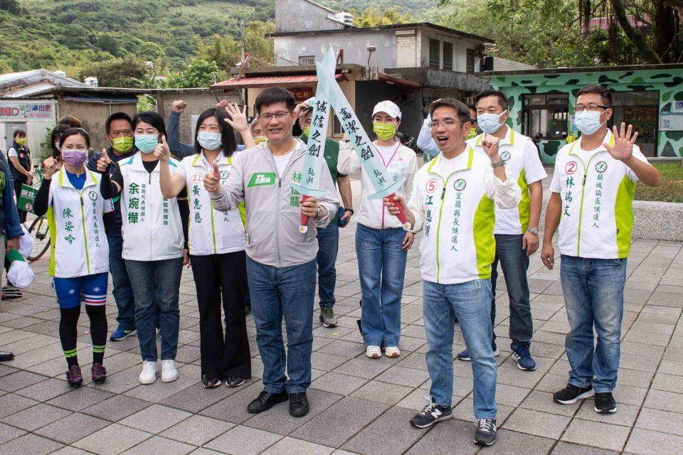 民進黨新北市長候選人林佳龍和宜蘭縣長候選人江聰淵首度合體，大談觀光政策。   圖：林佳龍選辦提供