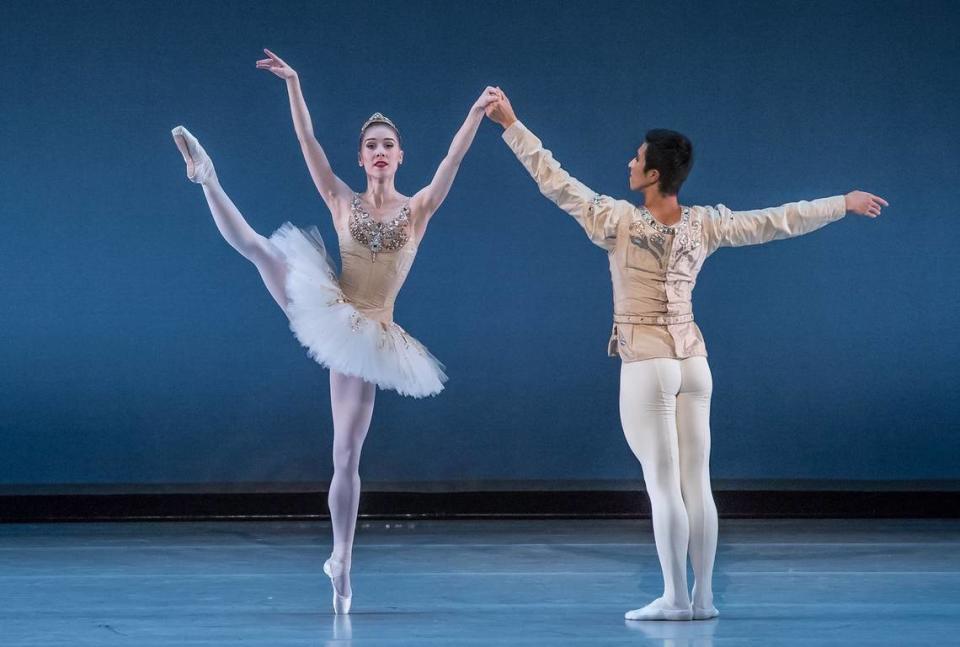 The Kansas City Ballet last performed George Balnchine’s “Diamonds” in 2018, with dancers Kaleena Burks and Liang Fu. It has never presented the full “Jewels.”