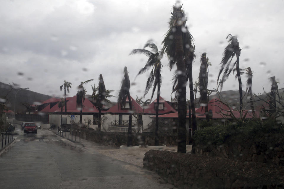 <p>Rain brought by approaching Hurricane Maria falls in Saint Jean Bay, St. Barthelemy, part of the French Antilles, Tuesday, Sept. 19, 2017.(Photo: Enrico Dagnino via AP) </p>