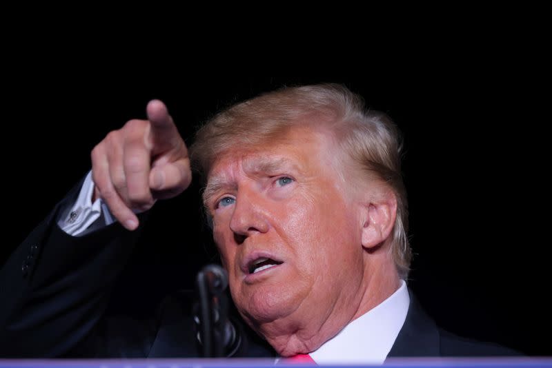 Former U.S. President Donald Trump attends a rally in Perry