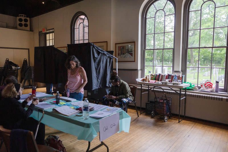 Voters cast their ballots in the Pennsylvania primary election