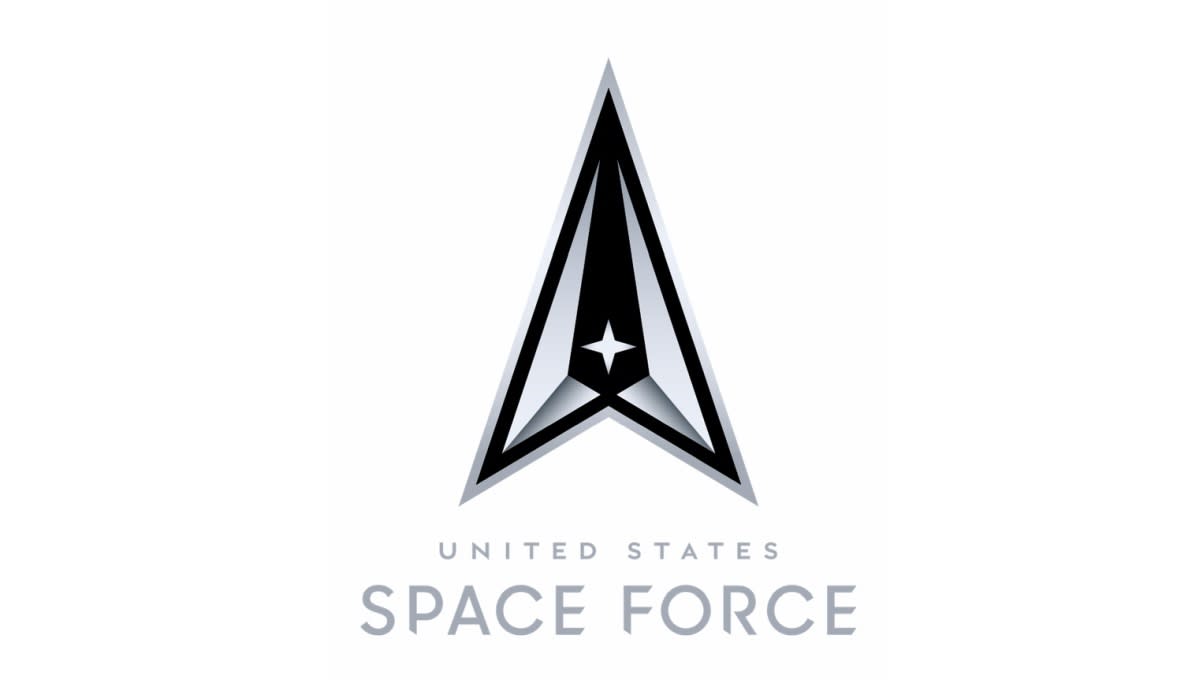  the triangle-shaped u.s. space force logo 