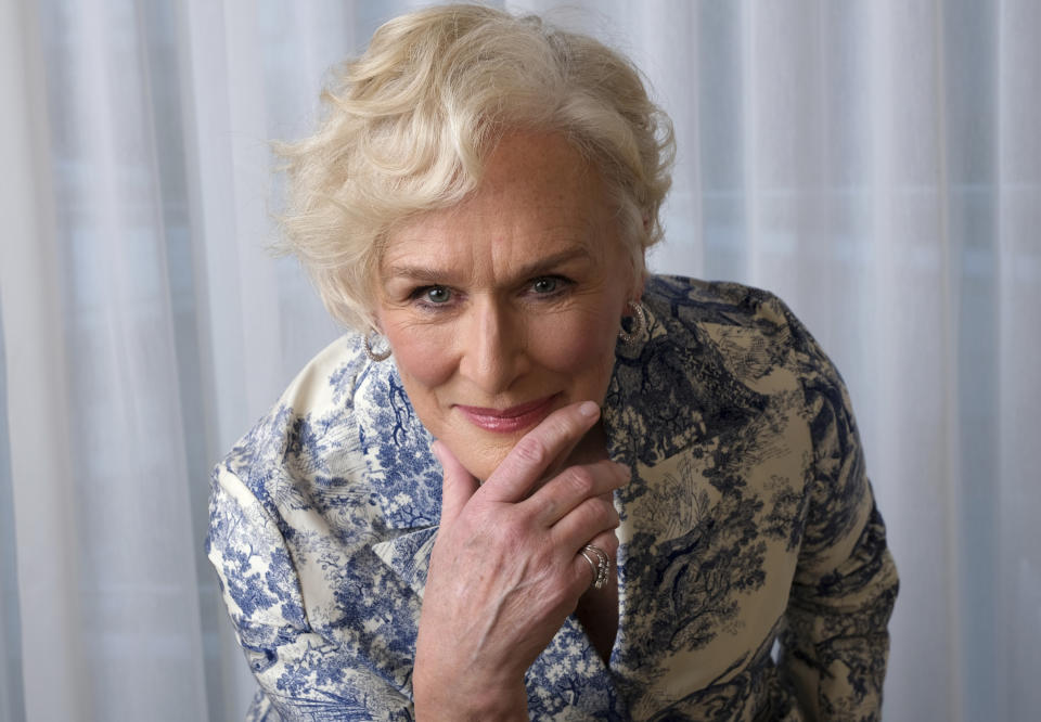 FILE - Glenn Close, nominated for an Oscar for best actress for her role in "The Wife," poses at the 91st Academy Awards Nominees Luncheon in Beverly Hills, Calif., on Feb. 4, 2019. Close is releasing an album with Grammy-winning jazz saxophonist-composer Ted Nash on Friday. “Transformation: Personal Stories of Change, Acceptance, and Evolution,” is an 11-track spoken word jazz album that tackles heavy topics like race, politics and identity. (Photo by Chris Pizzello/Invision/AP, File)