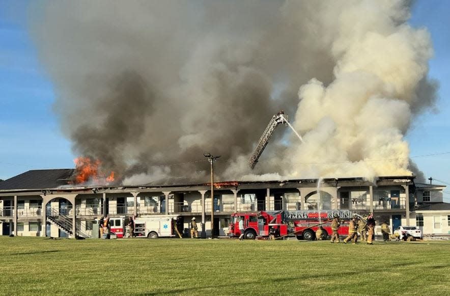 About 30 people staying at this Motel 6 at Banks Crossing had to be evacuated and relocated because of the fire.