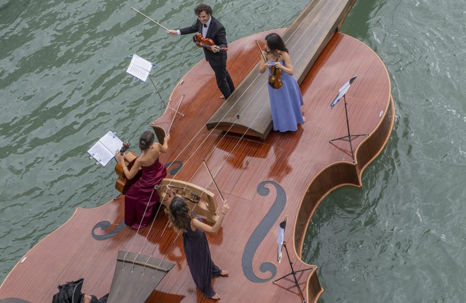 Violin Shaped Boat in Venice