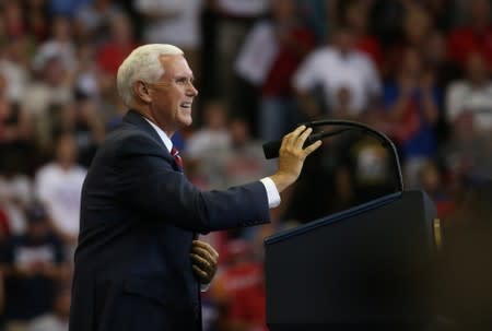 U.S. Vice President Mike Pence speaks during a campaign rally in Cincinnati