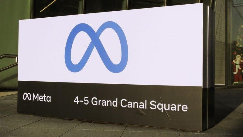 A photo of the sign in front of Meta's EU headquarters in Dublin, Ireland.