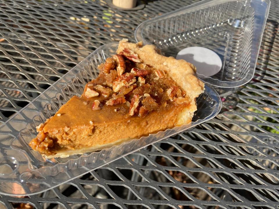 A slice of pumpkin praline pie from My Sugar Pie in Zionsville.